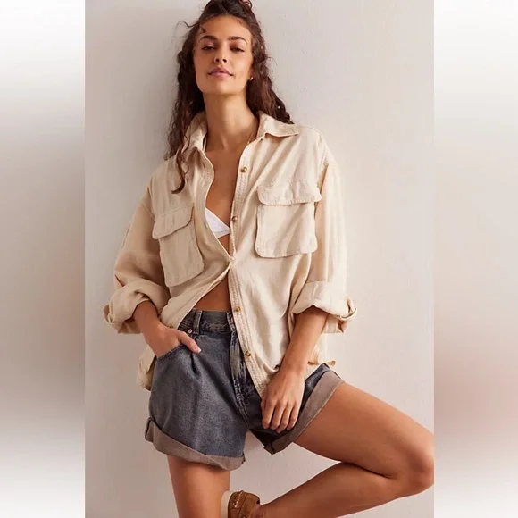 free people Made For Sun Linen Shirt - Picture 1 of 6